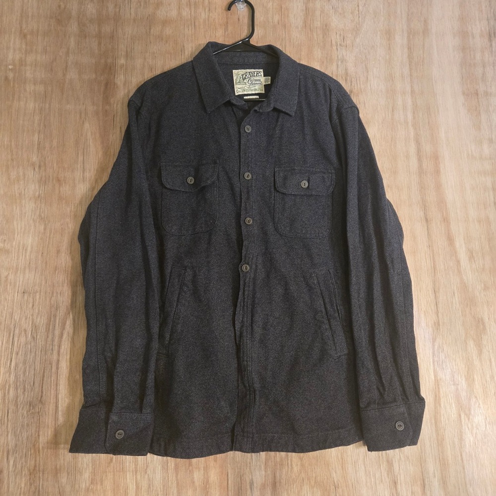 Grayers Outdoor Charcoal Gray Heavy Cotton Shacket Flannel Shirt Jacket XL